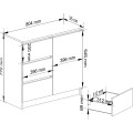 Komoda JERRY K 80 cm 1 dveře 3 zásuvky dub artisan/grafitově šedá