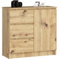 Komoda JERRY K 80 cm 1 dveře 3 zásuvky dub artisan