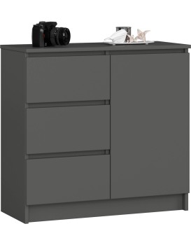 Komoda JERRY K 80 cm 1 dveře 3 zásuvky grafitově šedá
