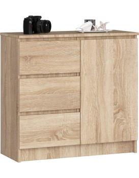 Komoda JERRY K 80 cm 1 dveře 3 zásuvky dub sonoma