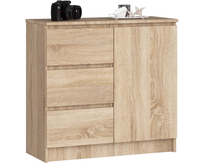 Komoda JERRY K 80 cm 1 dveře 3 zásuvky dub sonoma