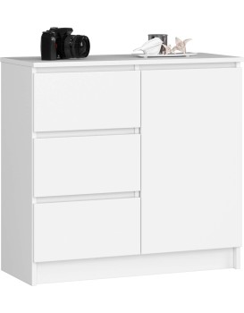 Komoda JERRY K 80 cm 1 dveře 3 zásuvky bílá