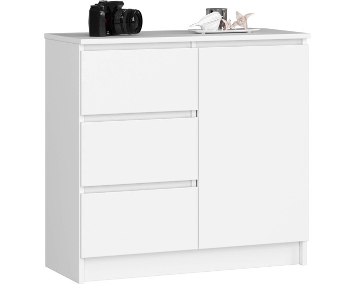 Komoda JERRY K 80 cm 1 dveře 3 zásuvky bílá