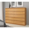 Komoda Kuba 140 cm 10 šuplíků olše