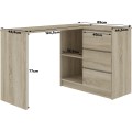 Rohový psací stůl B16 124 cm dub sonoma/bílý pravý