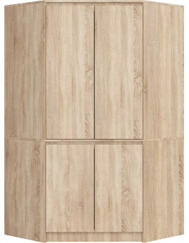 Rohová šatní skříň CLP 100 cm 4D dub sonoma