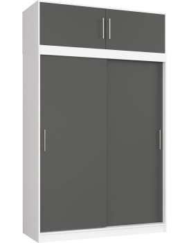 Šatní skříň s posuvnými dveřmi a nástavcem MONO CLP 150 cm bílá/grafitově šedá