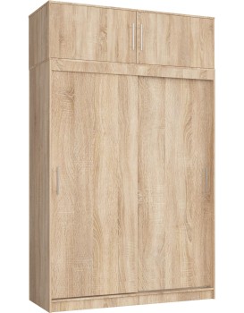 Šatní skříň s posuvnými dveřmi a nástavcem MONO CLP 150 cm dub sonoma
