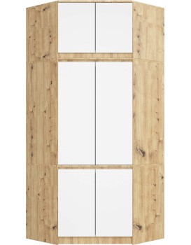 Rohová šatní skříň CLP 100 cm 6D dub artisan/bílá
