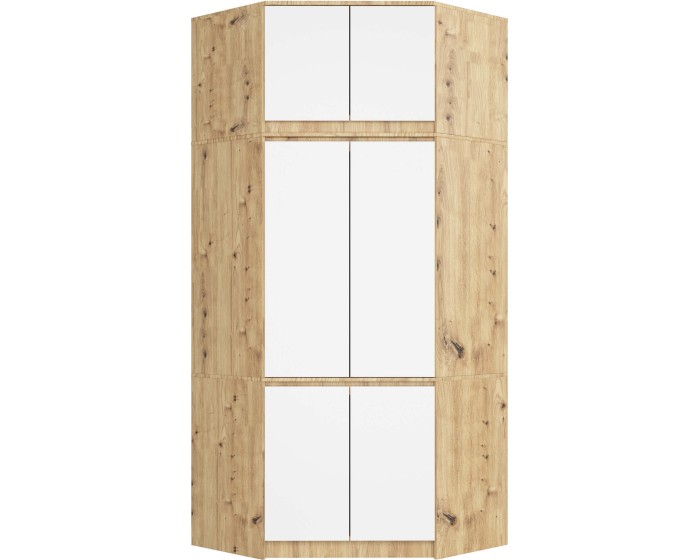 Rohová šatní skříň CLP 100 cm 6D dub artisan/bílá