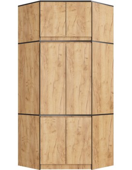 Rohová šatní skříň CLP 100 cm 6D dub craft 