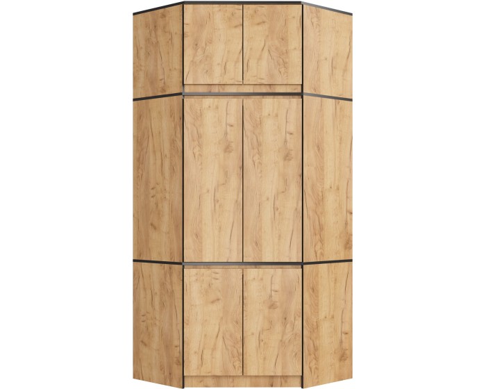 Rohová šatní skříň CLP 100 cm 6D dub craft 
