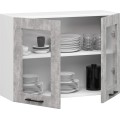 Závěsná kuchyňská skříňka OLIVIE W 80x58 cm matná bílá/beton