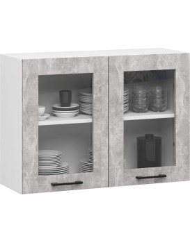 Závěsná kuchyňská skříňka OLIVIE W 80x58 cm matná bílá/beton