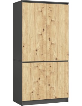 Šatní skříň CLP S90/4D grafitově šedá/dub artisan