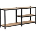 Sada 2 ks kovových regálů REGMET 90x30x180 cm černá