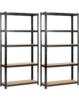 Sada 2 ks kovových regálů REGMET 90x30x180 cm černá