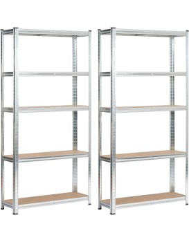 Sada 2 ks kovových regálů REGMET 90x30x180 cm stříbrná