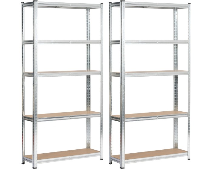 Sada 2 ks kovových regálů REGMET 90x30x180 cm stříbrná