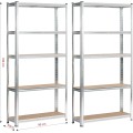 Sada 2 ks kovových regálů REGMET 90x30x180 cm stříbrná