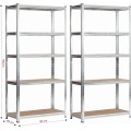 Sada 2 ks kovových regálů REGMET 90x40x180 cm stříbrná
