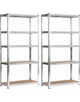 Sada 2 ks kovových regálů REGMET 90x40x180 cm stříbrná