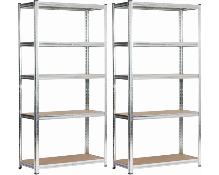 Sada 2 ks kovových regálů REGMET 90x40x180 cm stříbrná
