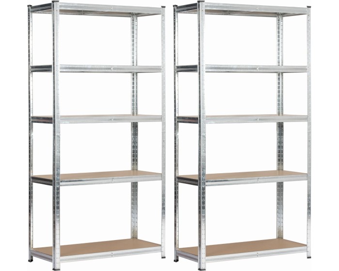 Sada 2 ks kovových regálů REGMET 80x40x180 cm stříbrná