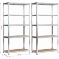 Sada 2 ks kovových regálů REGMET 80x40x180 cm stříbrná