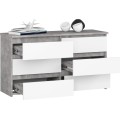 Komoda CL 100 cm 6 zásuvek beton/bílá