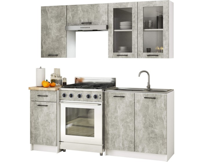 Kuchyňská linka Olivie H720 1,8 m prosklená beton