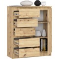 Komoda JERRY 80 cm 1 dveře 5 zásuvek dub artisan