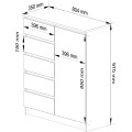 Komoda JERRY 80 cm 1 dveře 5 zásuvek dub sonoma
