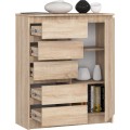 Komoda JERRY 80 cm 1 dveře 5 zásuvek dub sonoma