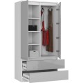 Šatní skříň Star 90 cm bílá/šedá lesk