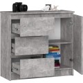Komoda JERRY K 80 cm 1 dveře 3 zásuvky beton