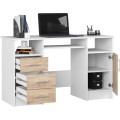 Volně stojící psací stůl Ana 124 cm bílý/dub sonoma