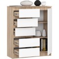 Komoda JERRY 80 cm 1 dveře 5 zásuvek dub sonoma/bílá