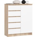 Komoda JERRY 80 cm 1 dveře 5 zásuvek dub sonoma/bílá