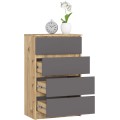 Komoda Kuba 60 cm - 4 šuplíky dub artisan/grafitová