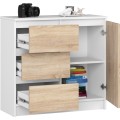 Komoda JERRY K 80 cm 1 dveře 3 zásuvky bílá/dub sonoma