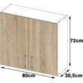 Kuchyňská závěsná skříňka W 80cm D2 H720 Artus bílá/sonoma