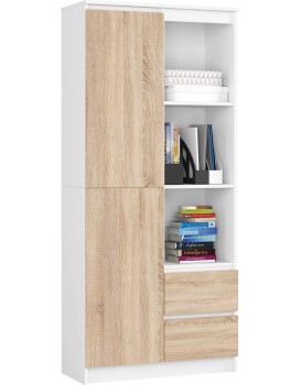 Skříň Rexa 80 cm bílá/dub sonoma