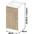 Kuchyňská skříňka Artus S40 D1SZ1 + pracovní deska Lima