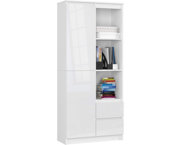 Skříň Rexa 80 cm bílá lesk