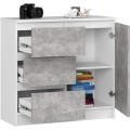 Komoda JERRY K 80 cm 1 dveře 3 zásuvky bílá/beton