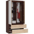 Šatní skříň Star se zrcadlem 90 cm wenge/dub sonoma