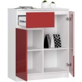 Komoda Kiara 80 cm 2 skříňky a 1 šuplík bílá/červená
