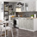 Kuchyňská linka Olivie 2,4 m H720 prosklená beton/dub sonoma