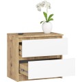Komoda Kuba 60 cm - 2 šuplíky dub artisan/bílá
